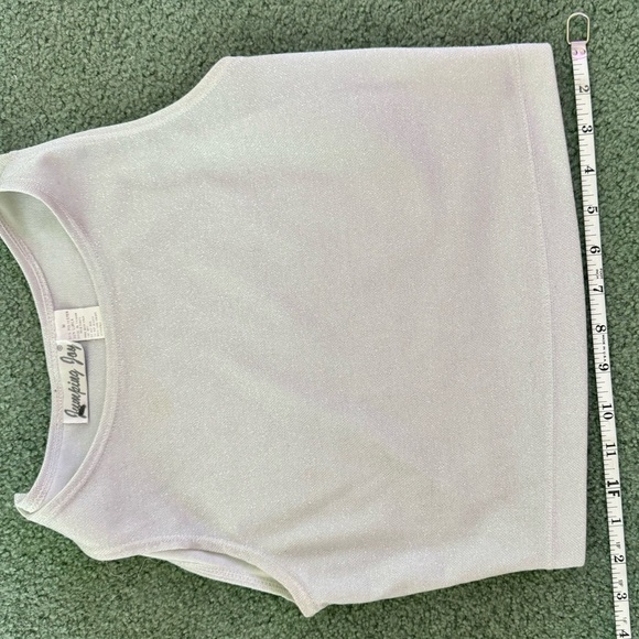 Retro Vintage Crop Top - white with slight silver sparkle - Picture 5 of 8